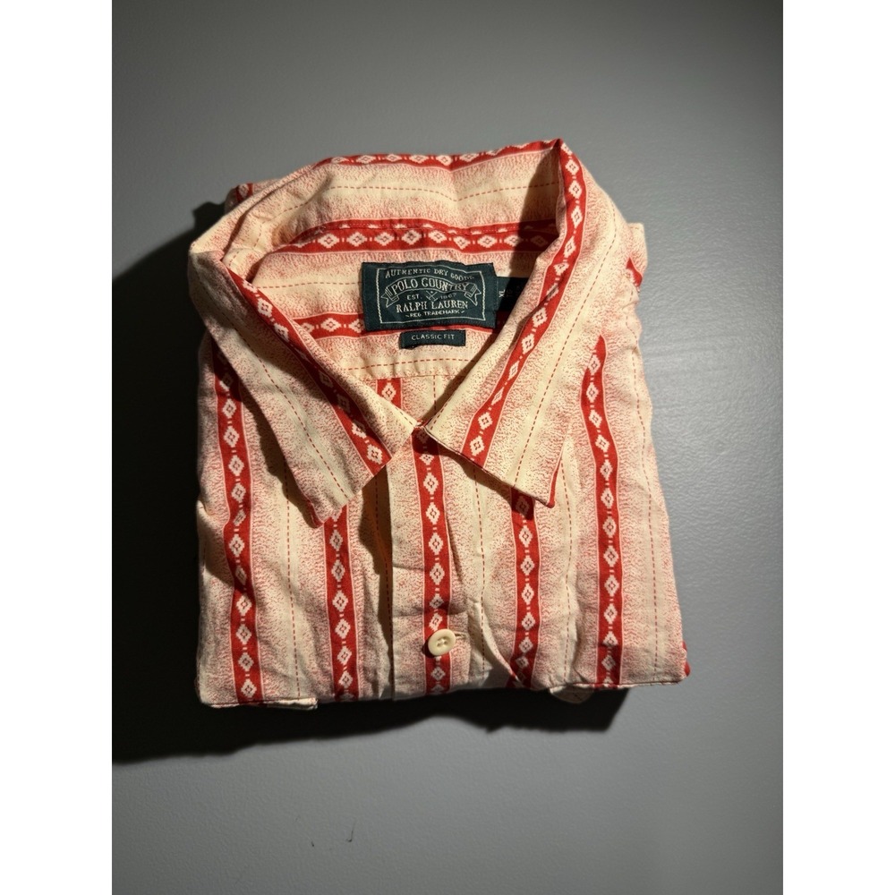 Polo Country Ralph Lauren Classic Cotton Linen Camp Shirt Men's XL Dobby Stripe